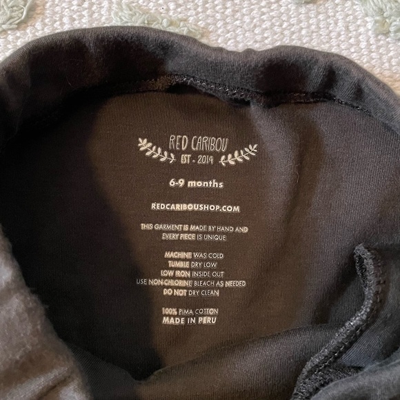 Red Caribou Forest Print Pants in Charcoal - 6-9 Months - Picture 3 of 4